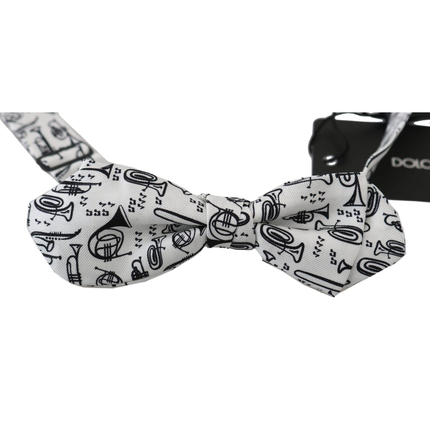 Dolce & Gabbana White Instruments Adjustable Neck Papillon Men Bow Tie FT1108