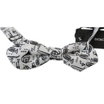 Dolce & Gabbana White Instruments Adjustable Neck Papillon Men Bow Tie FT1108