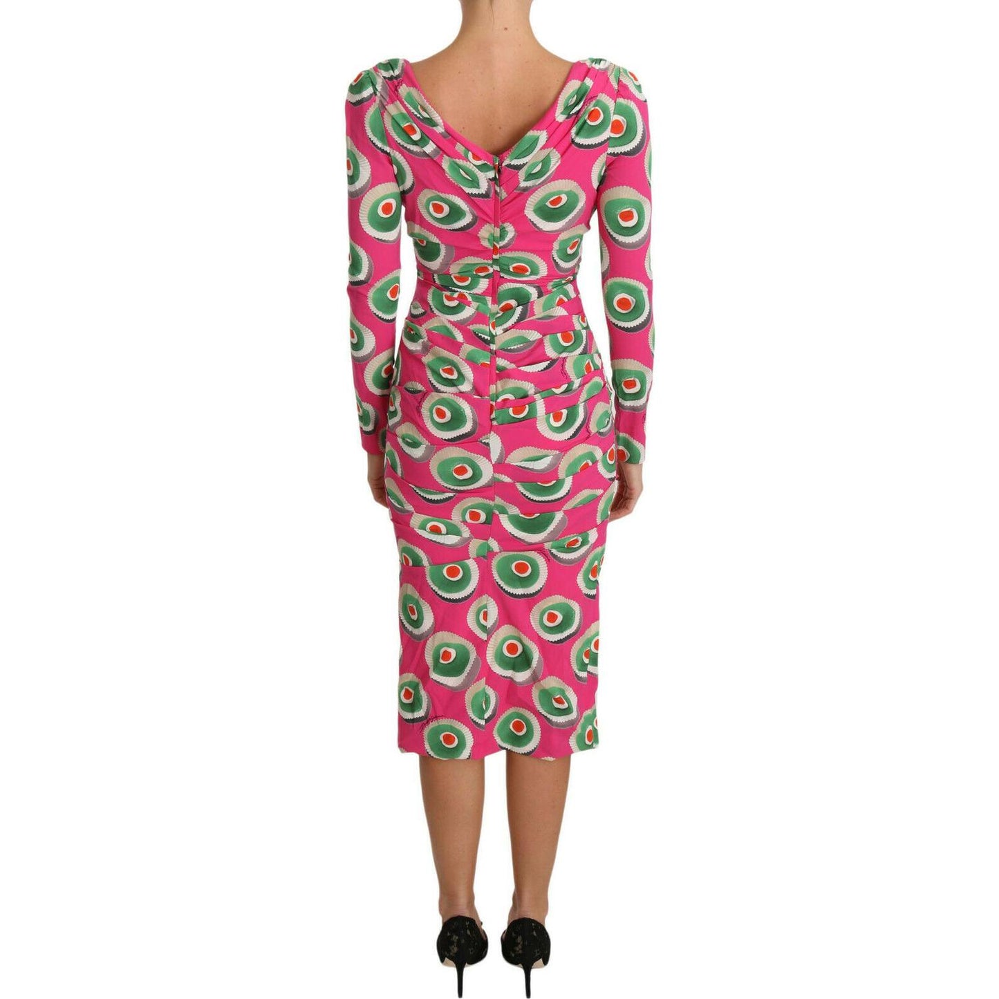 Dolce & Gabbana Pink Silk Cup Cake Sheath Stretch Dress DR2016-36