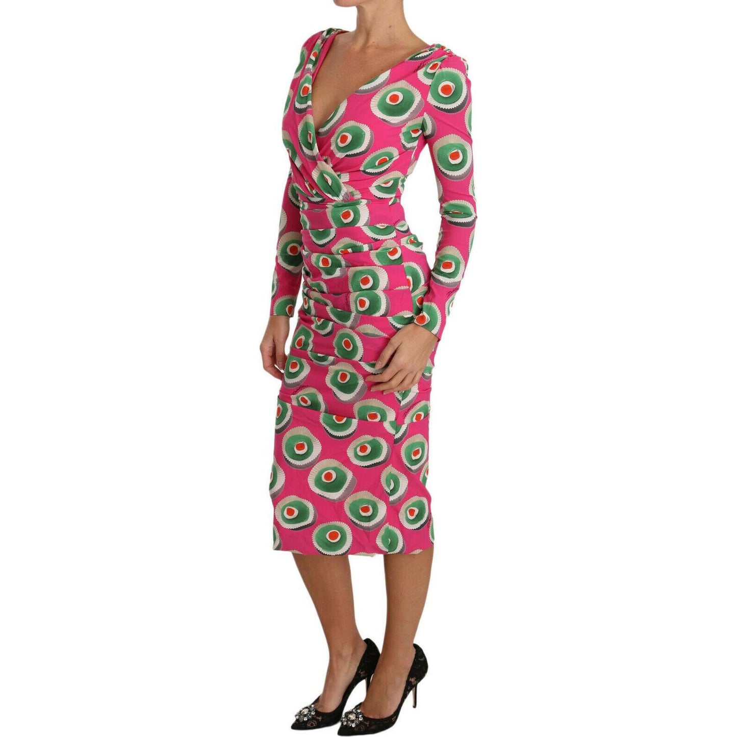 Dolce & Gabbana Pink Silk Cup Cake Sheath Stretch Dress DR2016-36