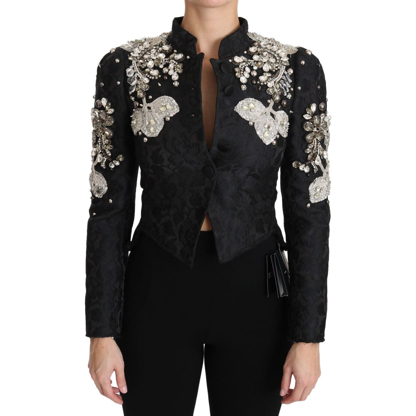 Dolce & Gabbana Elegant Black Silver Baroque Jacket Dolce & Gabbana Black