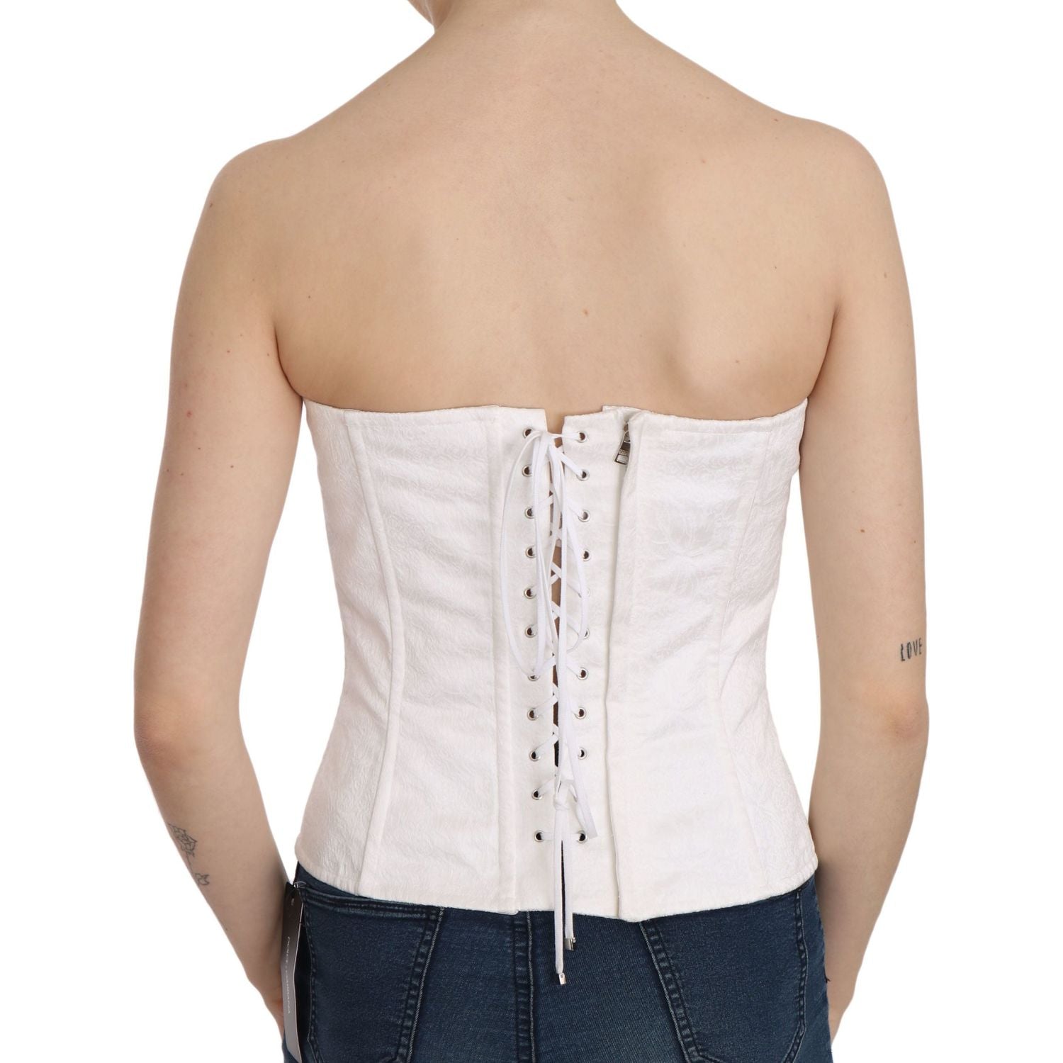 Dolce & Gabbana White PALERMO Cotton Bustier Top Corset