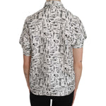 Dolce & Gabbana Trumpet Print Button Front Silk Top Blouse TSH3227-36