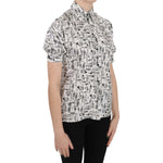 Dolce & Gabbana Trumpet Print Button Front Silk Top Blouse TSH3227-36