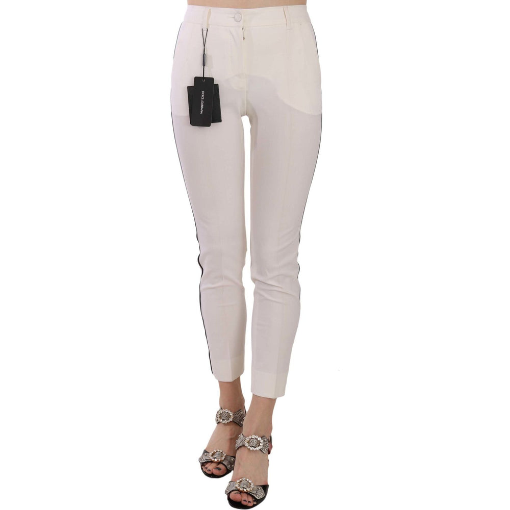 Dolce & Gabbana White Side Stripe Cropped Skinny Pants PAN70047-36