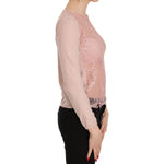 PINK MEMORIES Pink Lace See Through Long Sleeve Top Blouse TSH3453-42