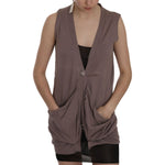 PINK MEMORIES Brown 100% Cotton Sleeveless Cardigan Top Vest TSH3463-38