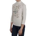 Exte White Printed Turtle Neck 3/4 Sleeve Top Cotton Blouse TSH3837-38