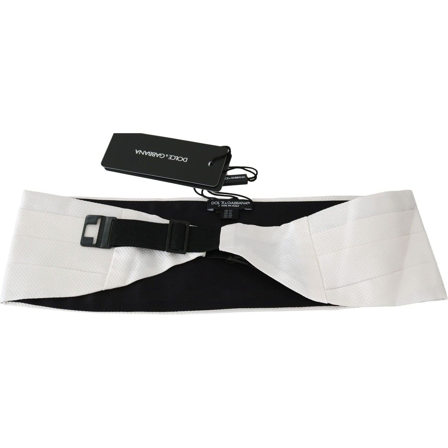 Dolce & Gabbana White Men Waist Belt 100% Silk Cummerbund BEL60451-52