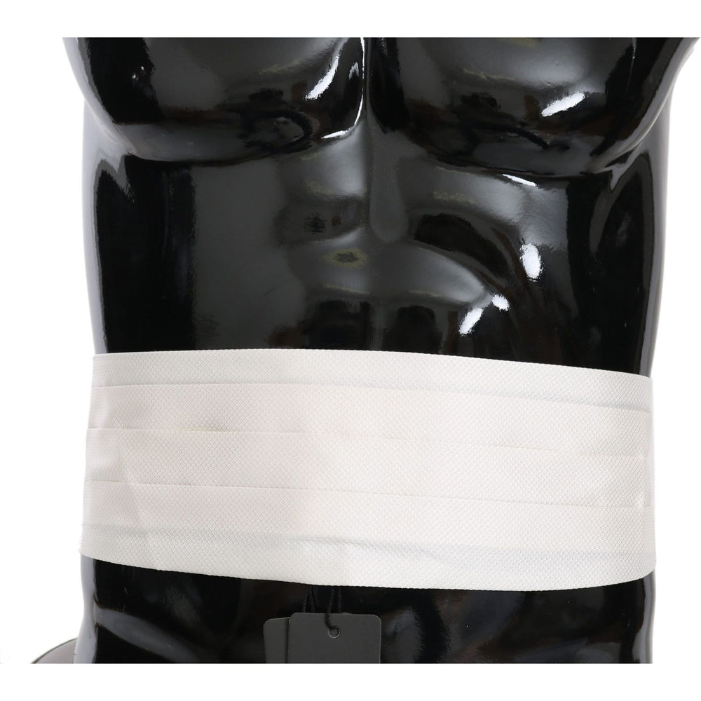Dolce & Gabbana White Men Waist Belt 100% Silk Cummerbund BEL60451-52
