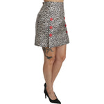 Dolce & Gabbana Silver Pattern A-line High Waist Skirt SKI1358-36