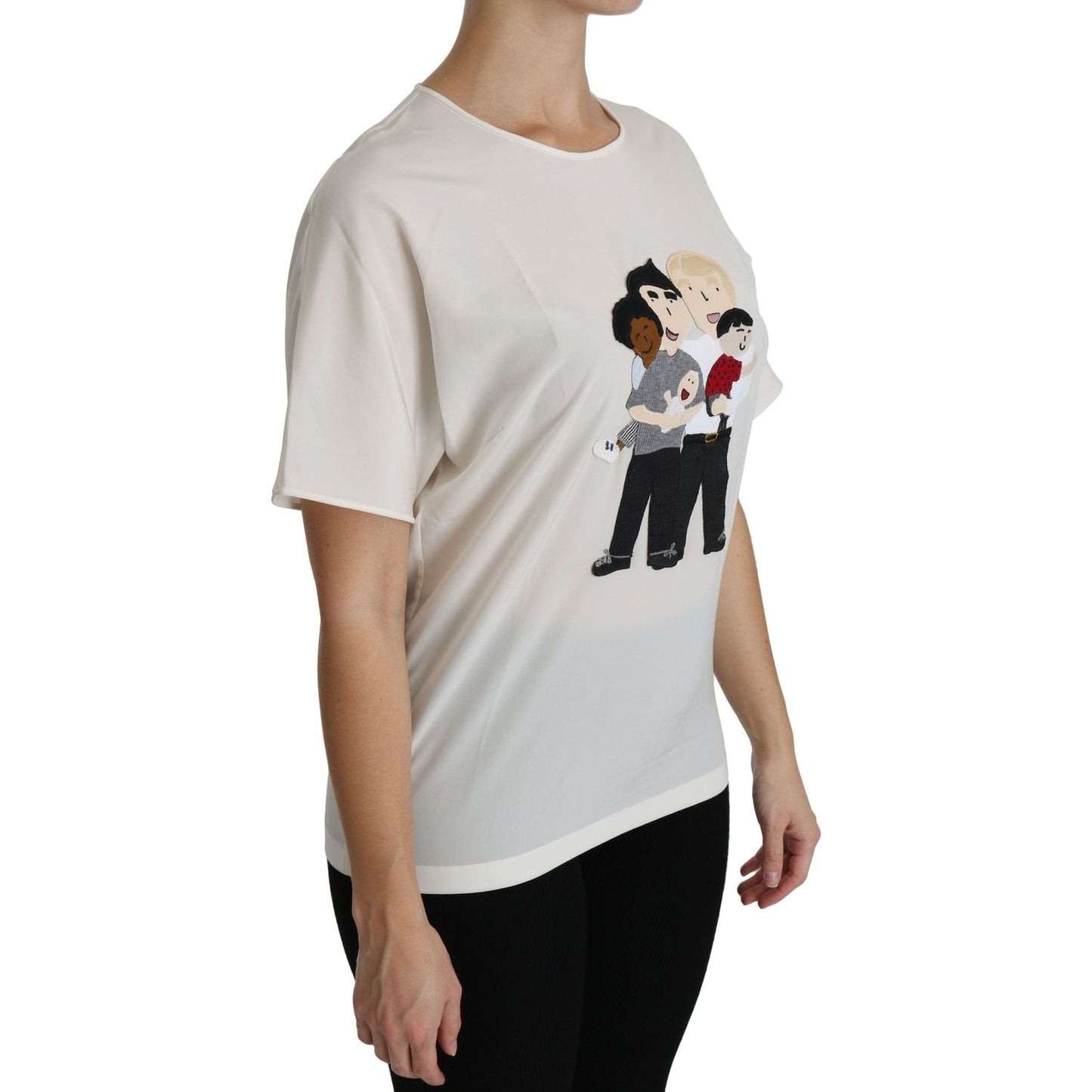 Dolce & Gabbana White #dgfamily Patch Short Sleeve Blouse Top TSH4297-36
