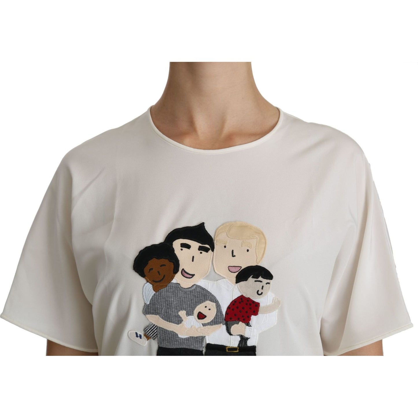 Dolce & Gabbana White #dgfamily Patch Short Sleeve Blouse Top TSH4297-36