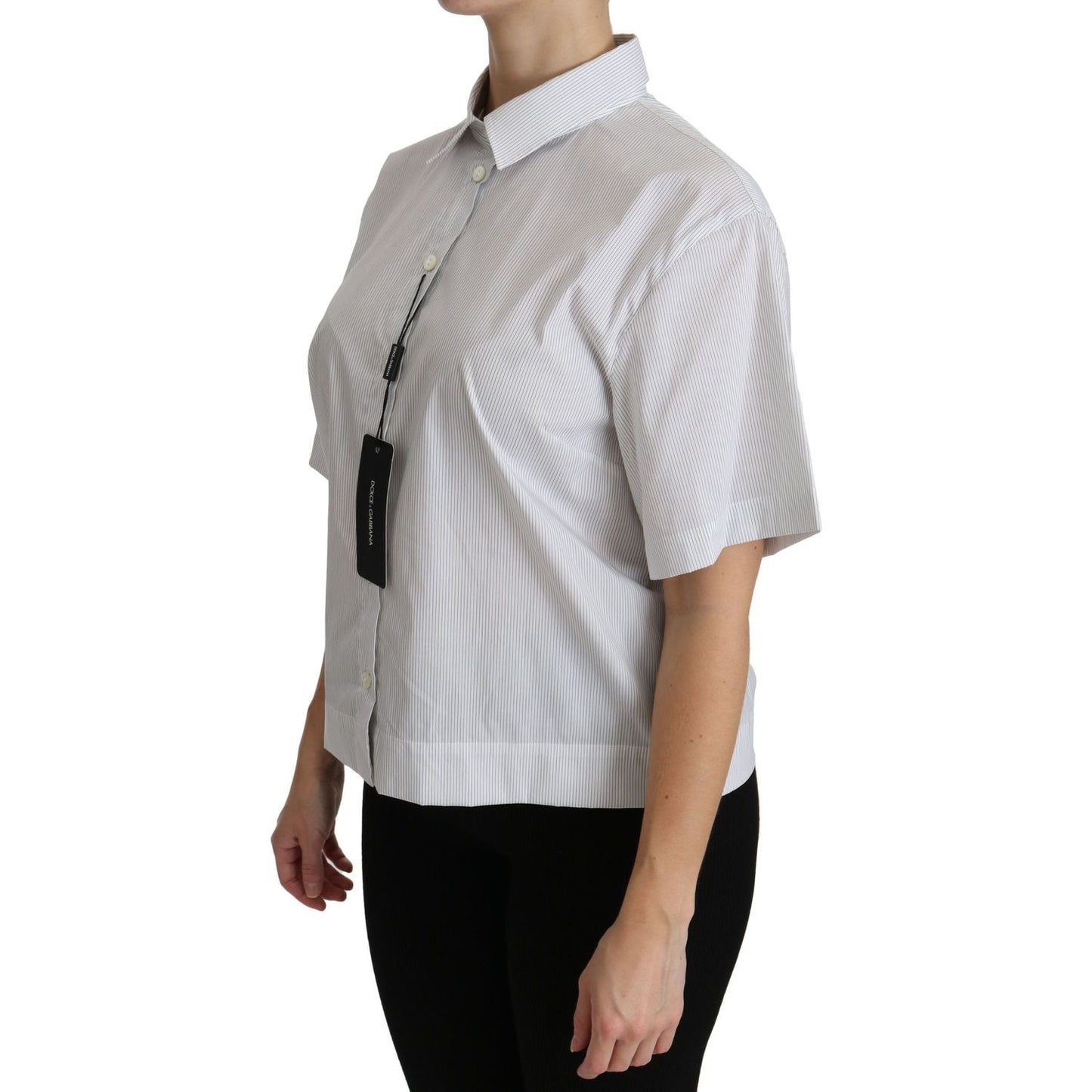 Dolce & Gabbana White Collared Short Sleeve Polo Shirt Top TSH4314-46