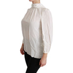 Dolce & Gabbana White Turtle Neck Blouse Shirt Silk Top TSH4402-38