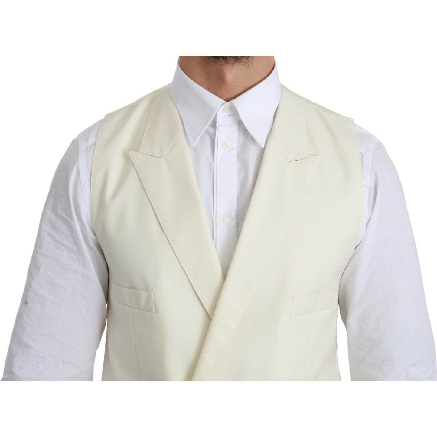 Dolce & Gabbana White Waistcoat Formal Wool Vest TSH4656-44