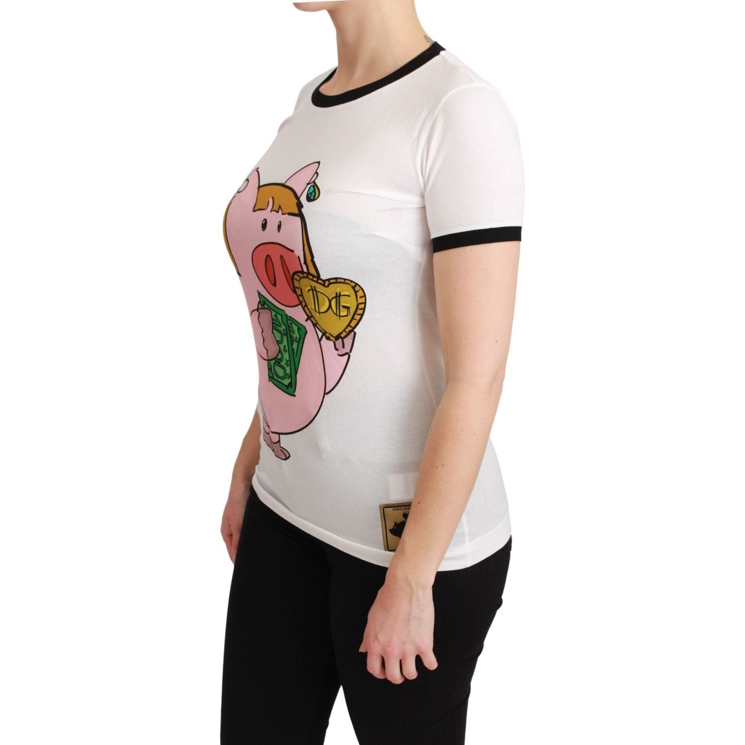 Dolce & Gabbana White YEAR OF THE PIG Top Cotton T-shirt