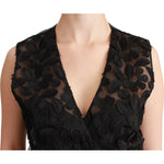 Dolce & Gabbana Black Floral Brocade Top Gilet Waistcoat TSH4659-40