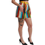 Dolce & Gabbana Multicolor Riga Pittorica Mini Shorts SKI1450-42