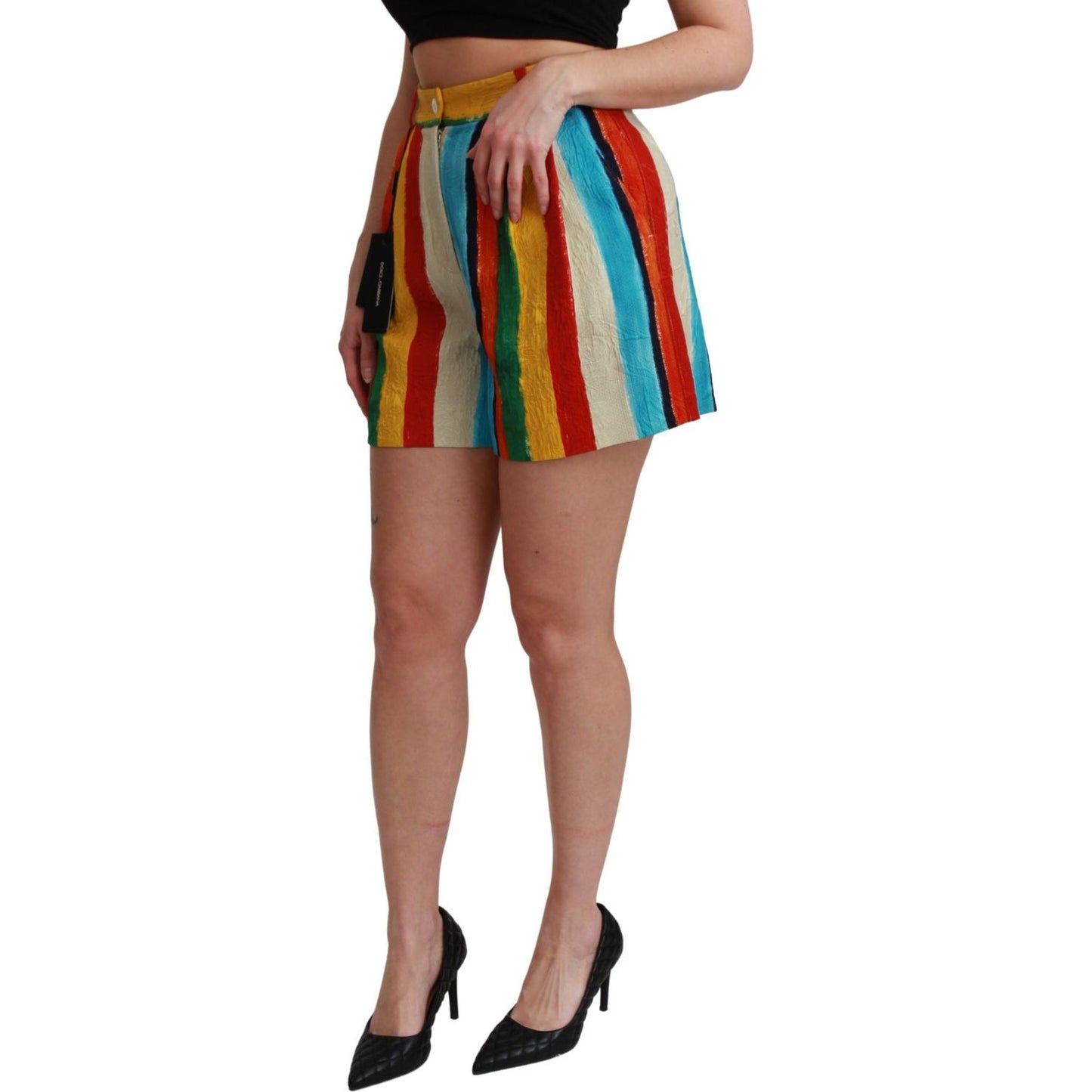 Dolce & Gabbana Multicolor Riga Pittorica Mini Shorts SKI1450-42