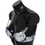 Roberto Cavalli Blue Printed Nylon Reggiseno Bra Underwear BIK741-It1