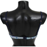 Roberto Cavalli Blue Printed Nylon Reggiseno Bra Underwear BIK741-It1