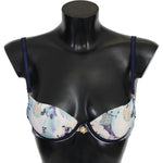 Roberto Cavalli Blue Printed Nylon Reggiseno Bra Underwear BIK741-It1
