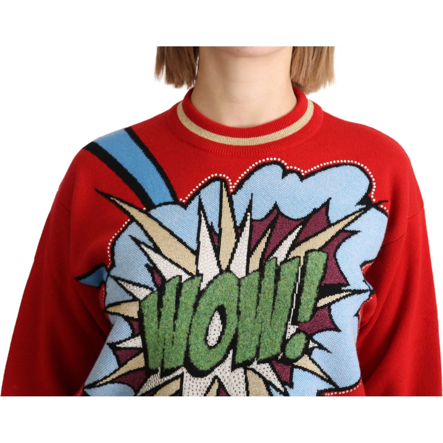 Dolce & Gabbana Radiant Red Cartoon Motive Cashmere Sweater Dolce & Gabbana Saddle Brown