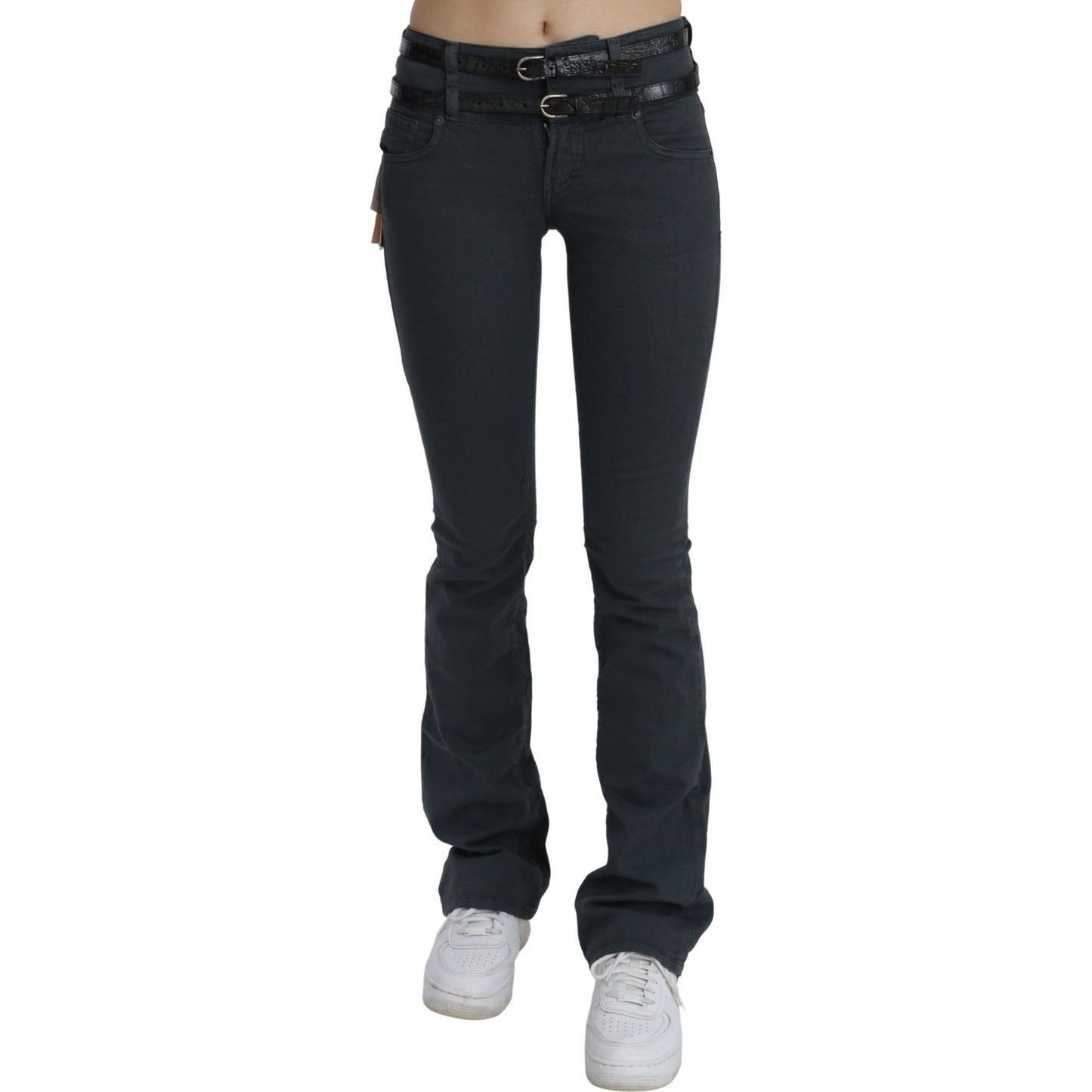 John Galliano Gray Mid Waist Slim Flared Denim Trouser Jeans PAN70454-24
