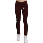 Costume National Dark Red Mid Waist Slim Fit Cotton Jeans PAN70641-26