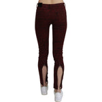 Costume National Dark Red Mid Waist Slim Fit Cotton Jeans PAN70641-26