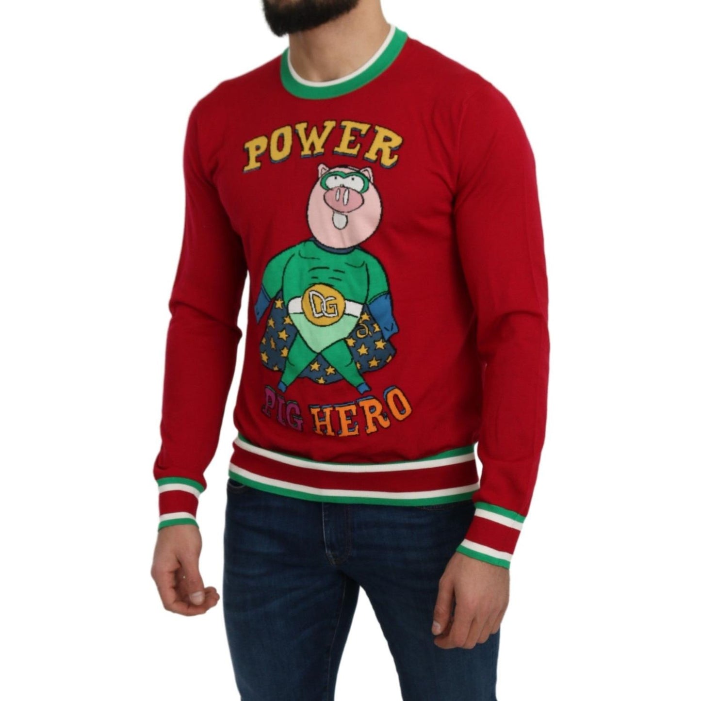 Dolce & Gabbana Red Wool Silk Pig of the Year Sweater TSH5219-46