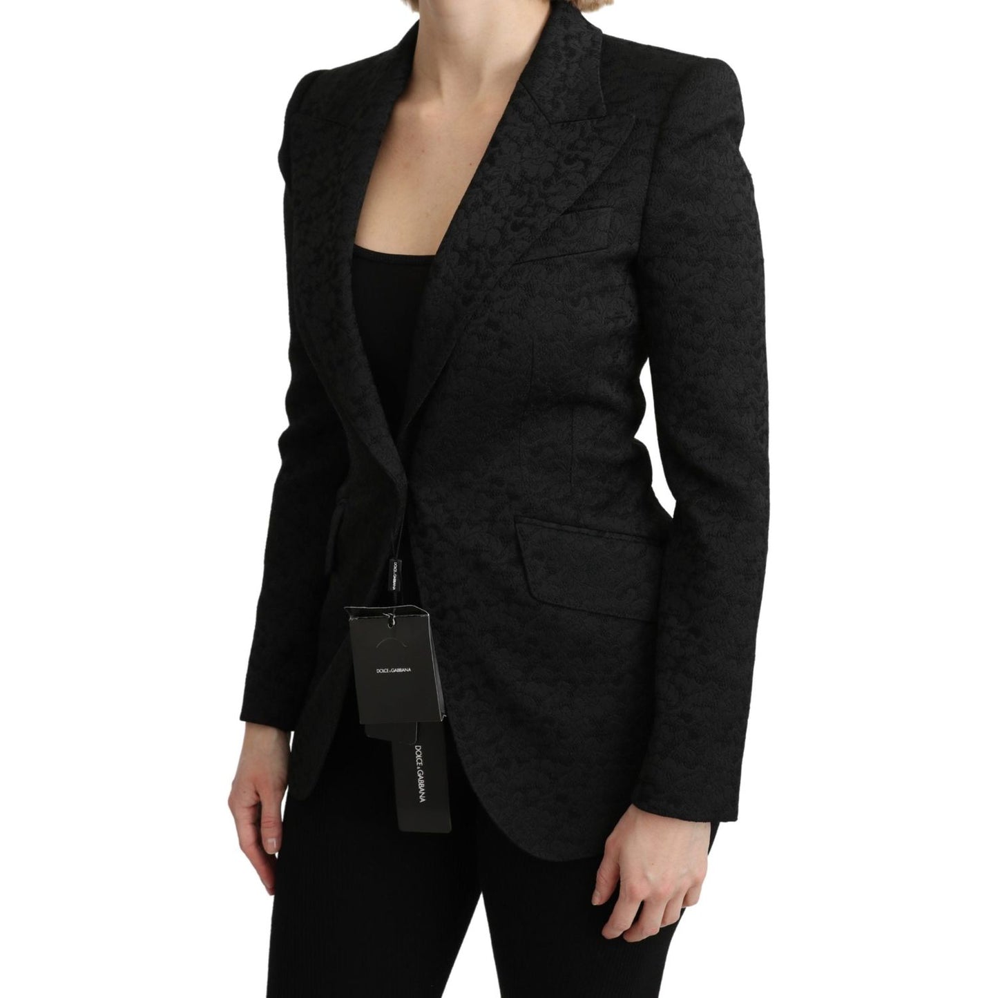 Dolce & Gabbana Elegant Black Brocade Single Breasted Blazer Dolce & Gabbana Black