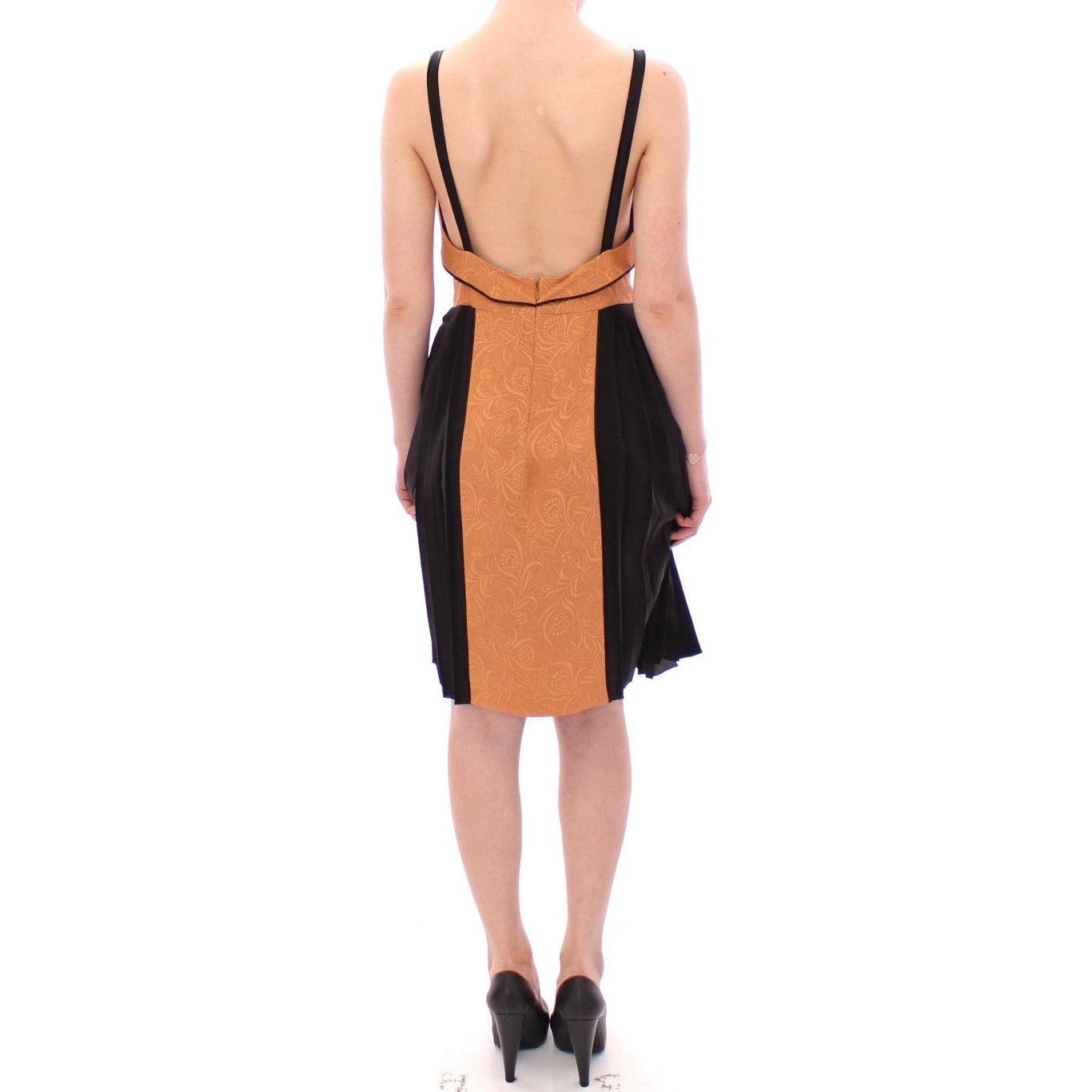 FILOS Silk Bronze & Black Sleeveless Sheath Dress Dresses FILOS Dark Salmon