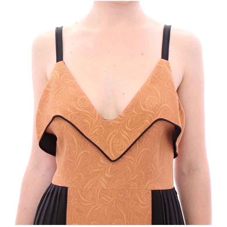 FILOS Silk Bronze & Black Sleeveless Sheath Dress Dresses FILOS Dark Salmon