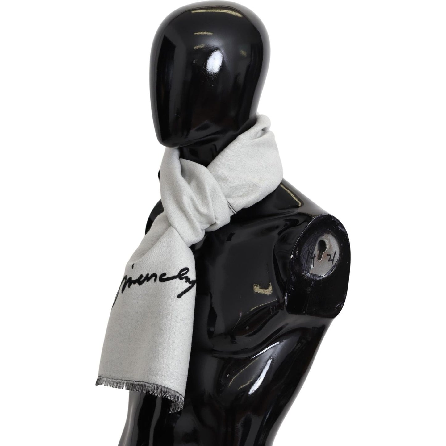 Givenchy Black White Wool Unisex Winter Warm Scarf Wrap Shawl MS1846