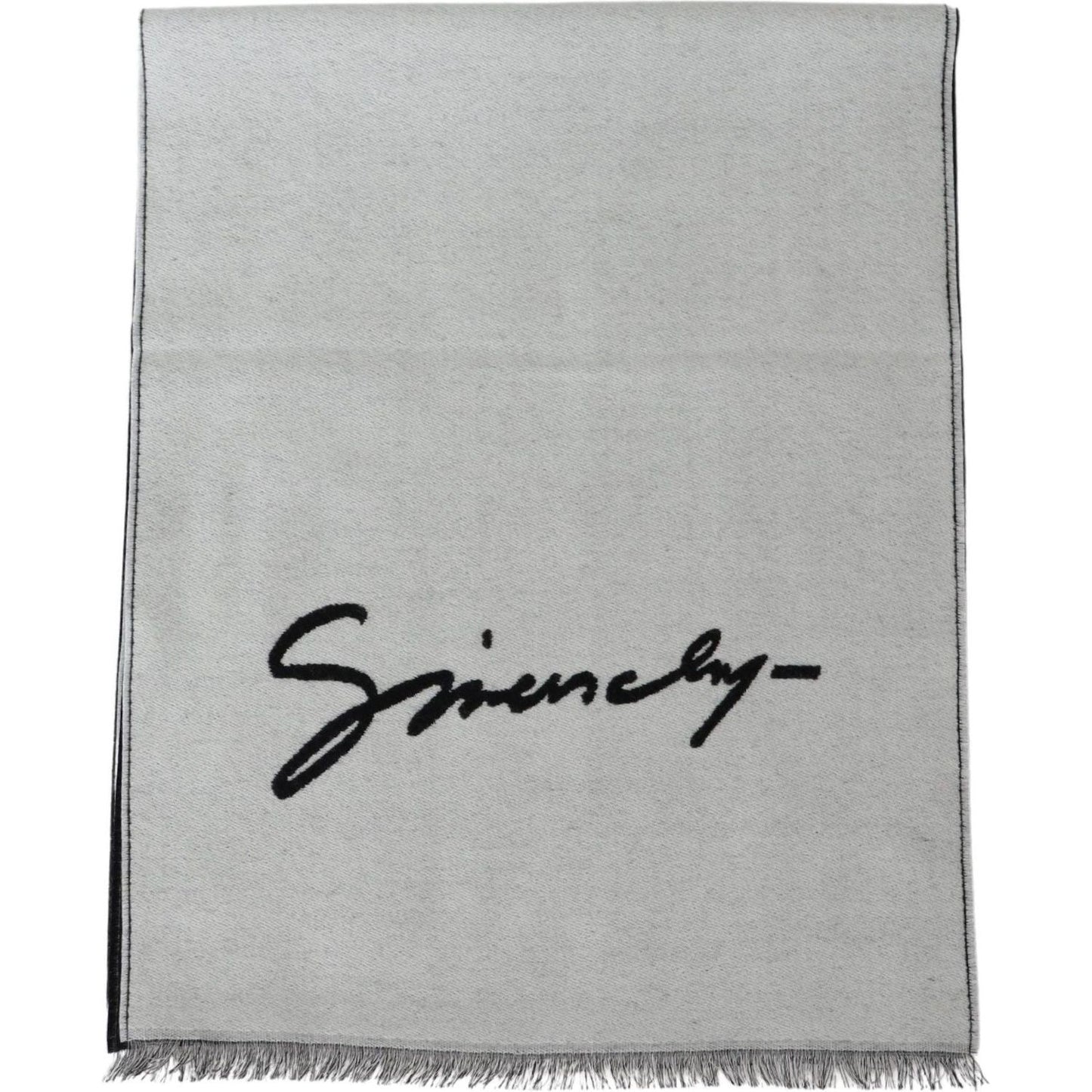 Givenchy Black White Wool Unisex Winter Warm Scarf Wrap Shawl MS1846