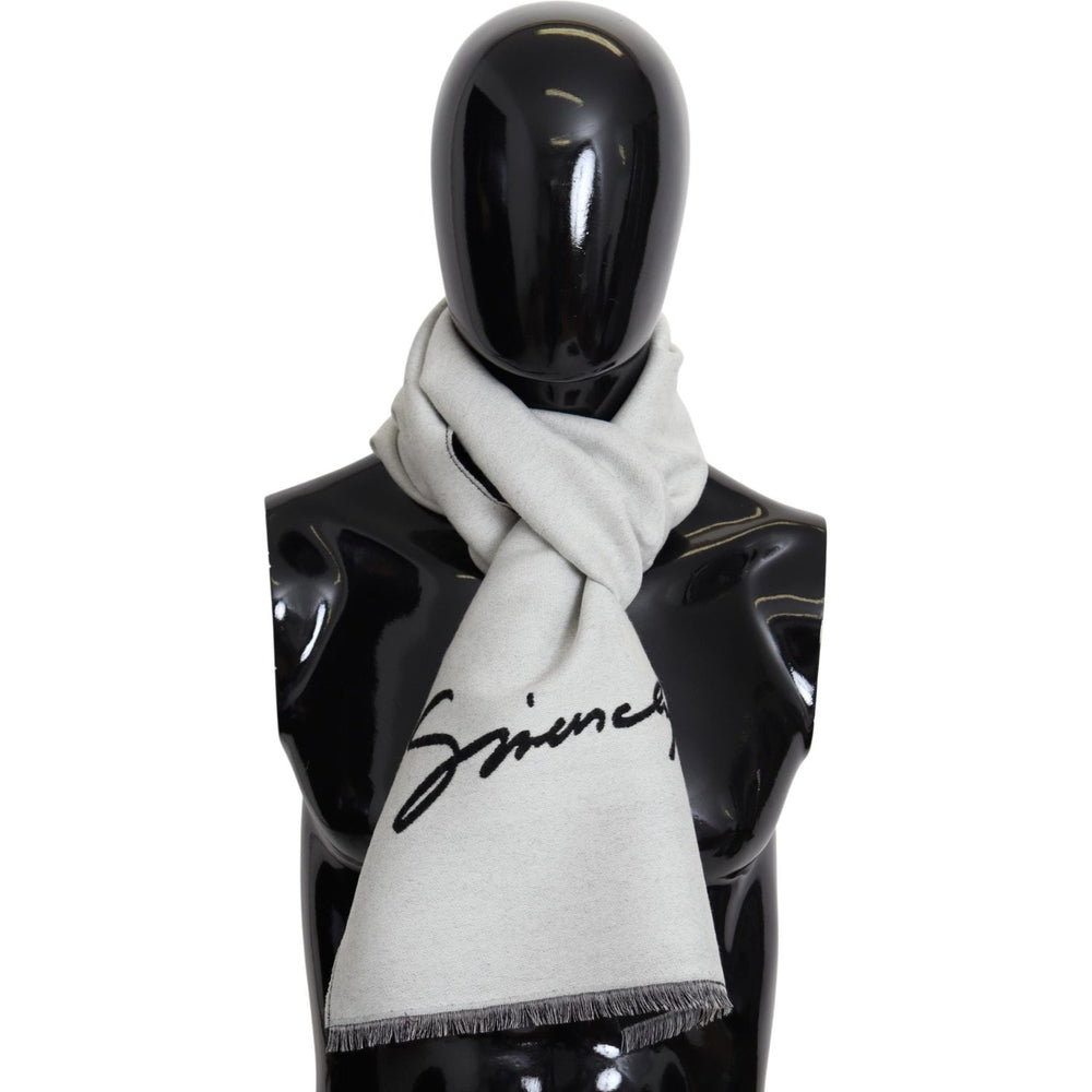 Givenchy Black White Wool Unisex Winter Warm Scarf Wrap Shawl MS1846