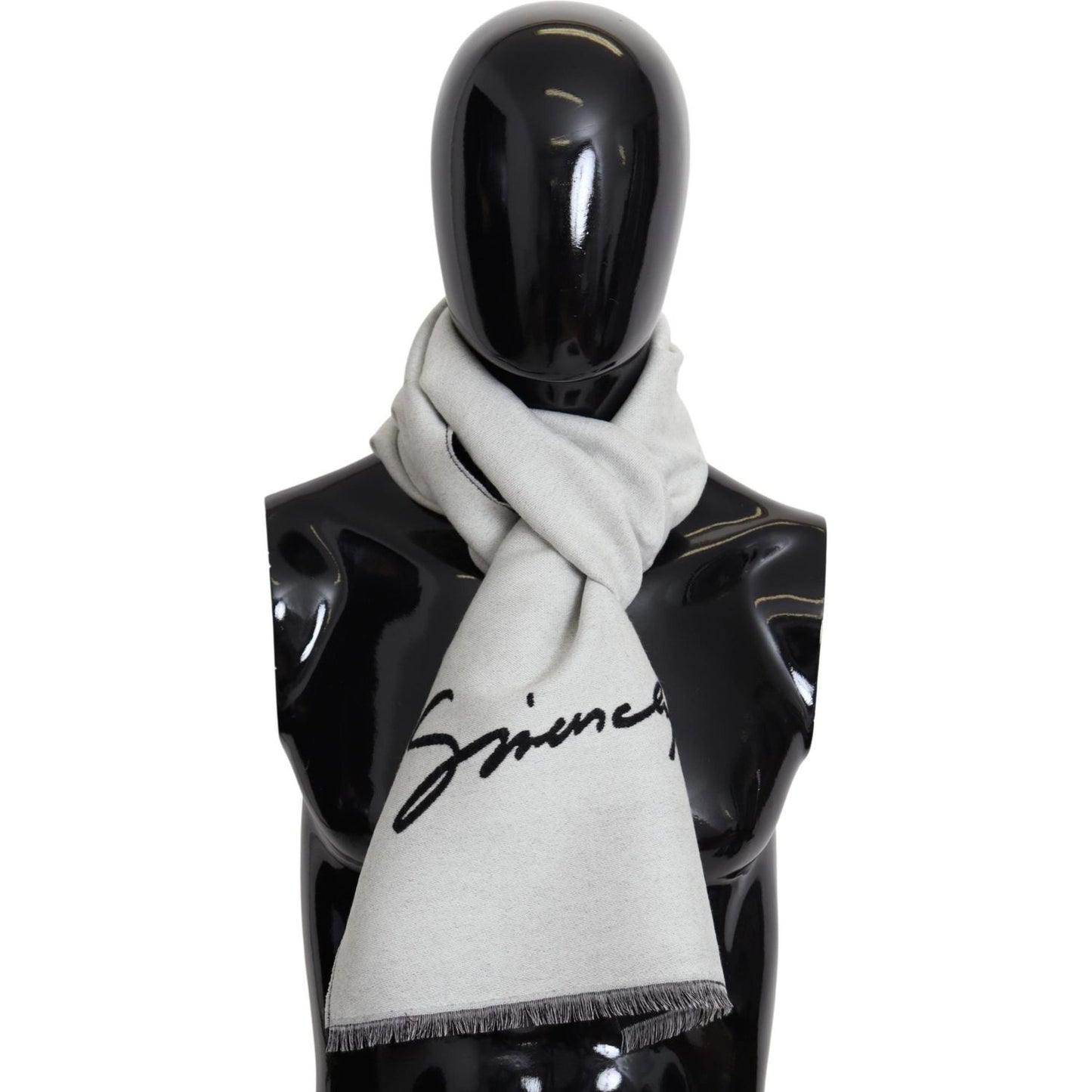 Givenchy Black White Wool Unisex Winter Warm Scarf Wrap Shawl MS1846