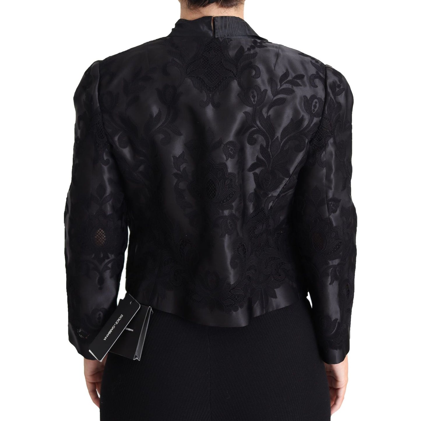 Dolce & Gabbana Embroidered Silk Blend Foliage Jacket Dolce & Gabbana Black