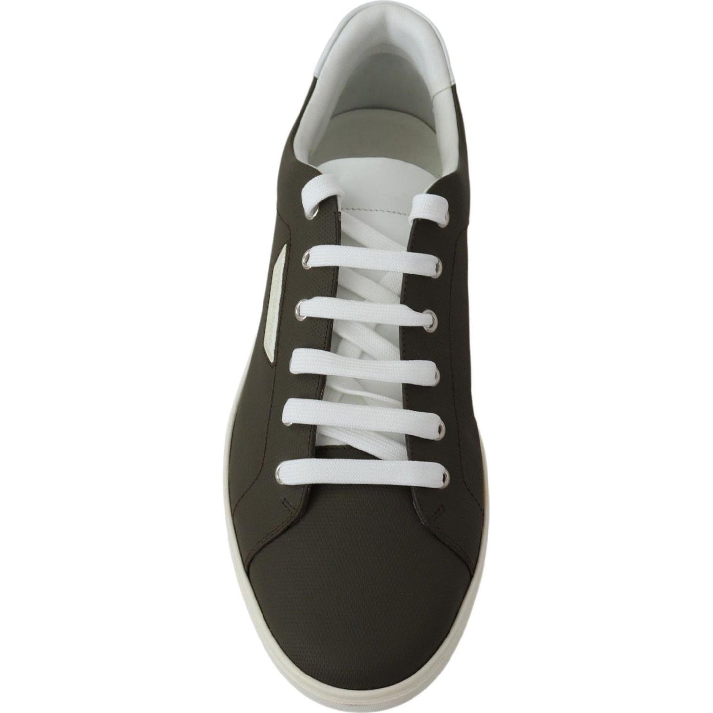Dolce & Gabbana White Green Leather Low Top Sneakers Shoes MV3784-39.5