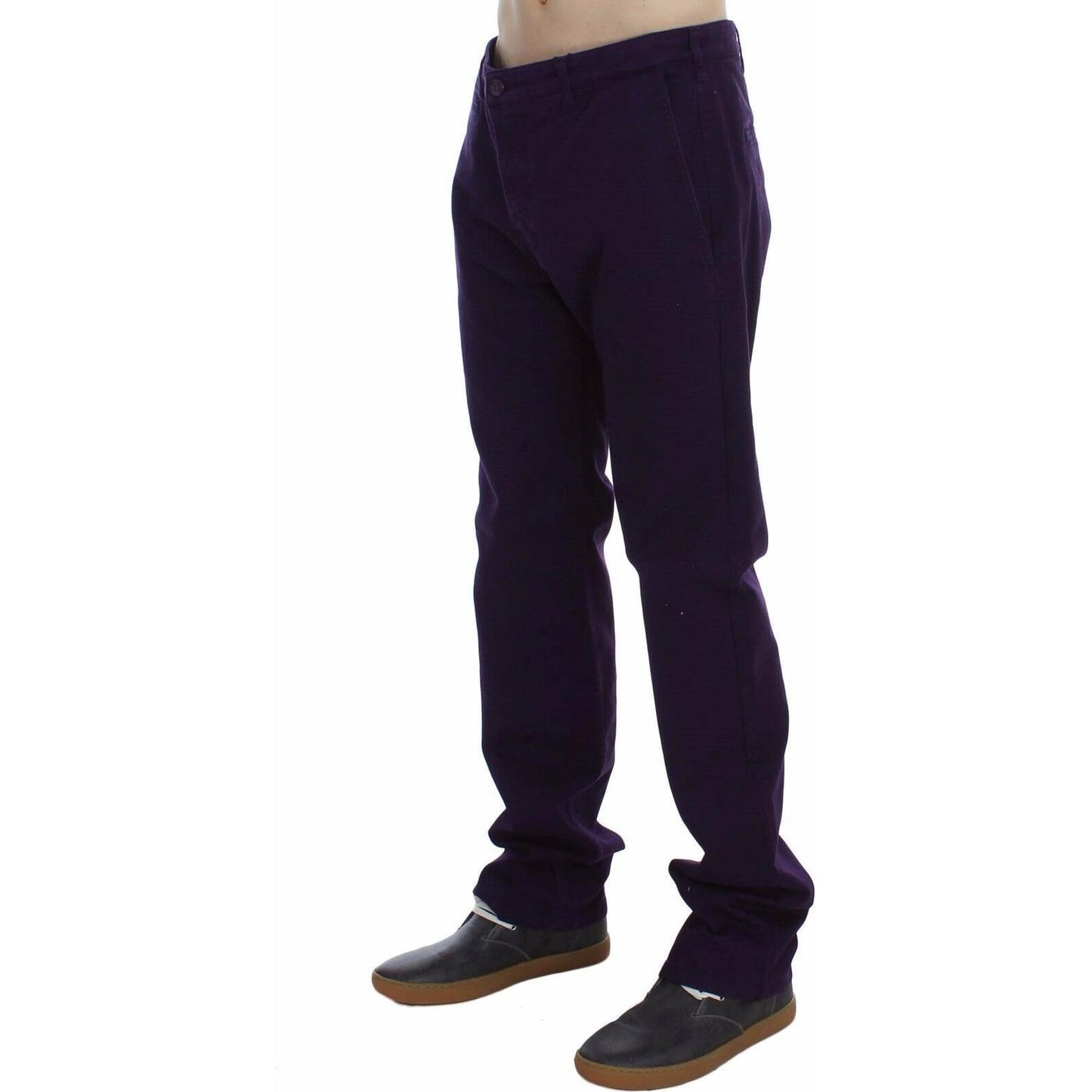 GF Ferre Purple Cotton Stretch Purple Fit Pants