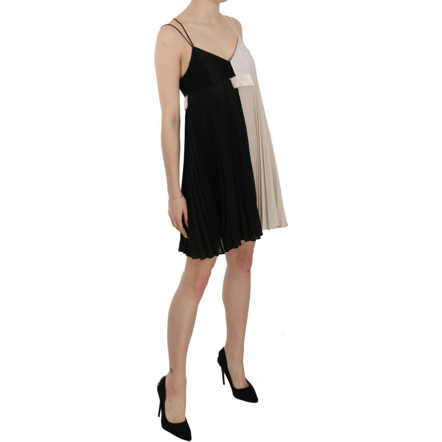 PINKO Black and White Mini Sleeve less A-line Princess Dress WOMAN DRESSES