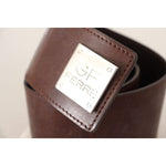 Costume National Belt Black Leather Silver Buckle Waist Belt MAN BELTS