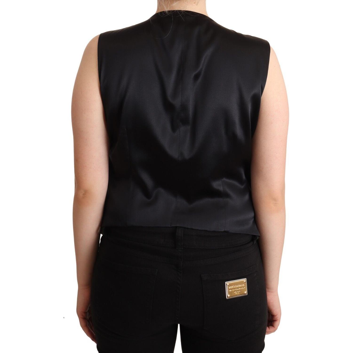 Dolce & Gabbana Black Button Down Sleeveless Vest Waiscoat Top