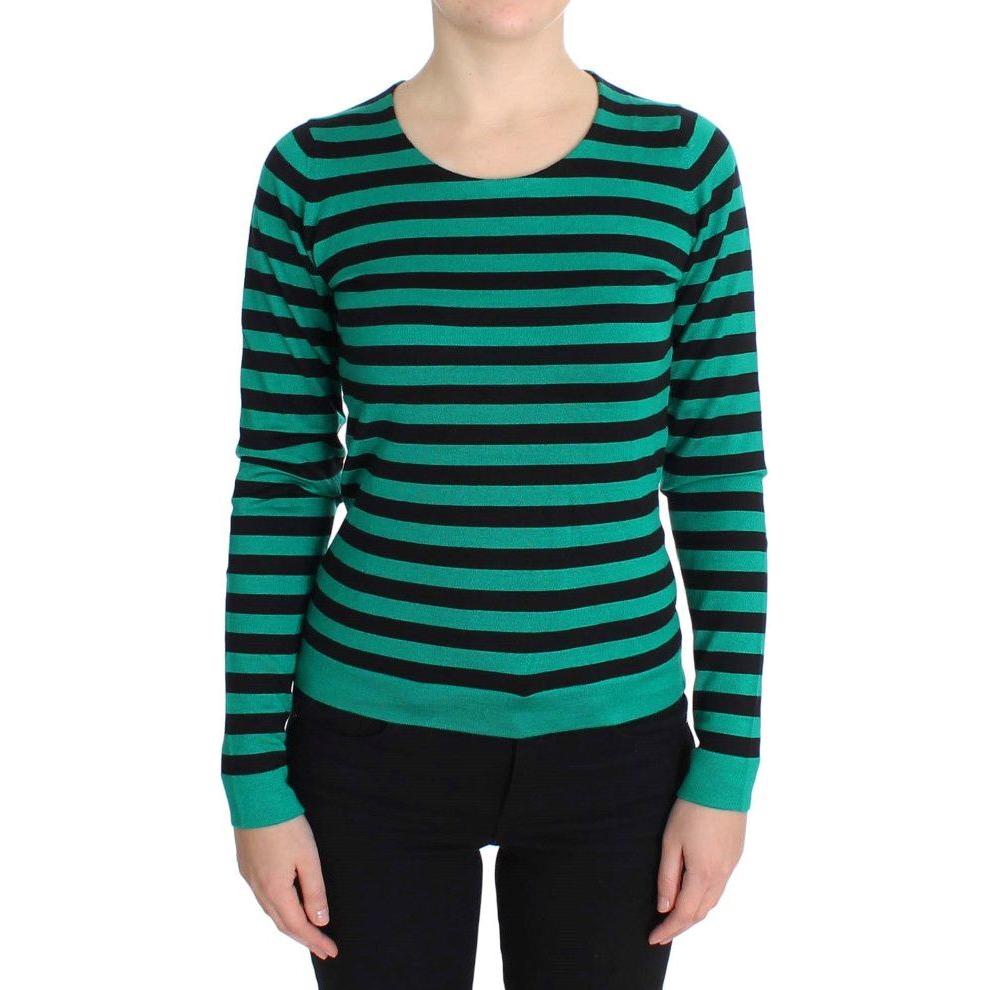 Dolce & Gabbana Elegant Striped Cashmere Silk Sweater Dolce & Gabbana Gray