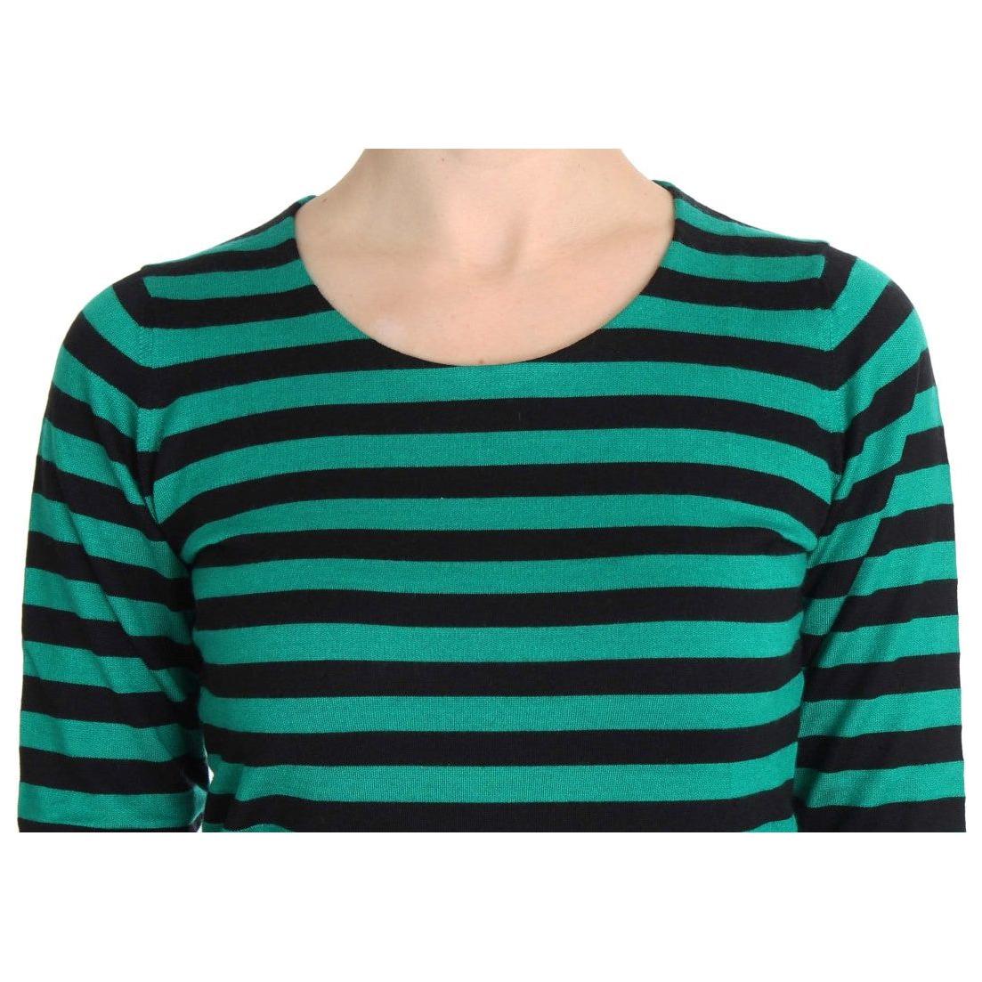 Dolce & Gabbana Elegant Striped Cashmere Silk Sweater Dolce & Gabbana Black