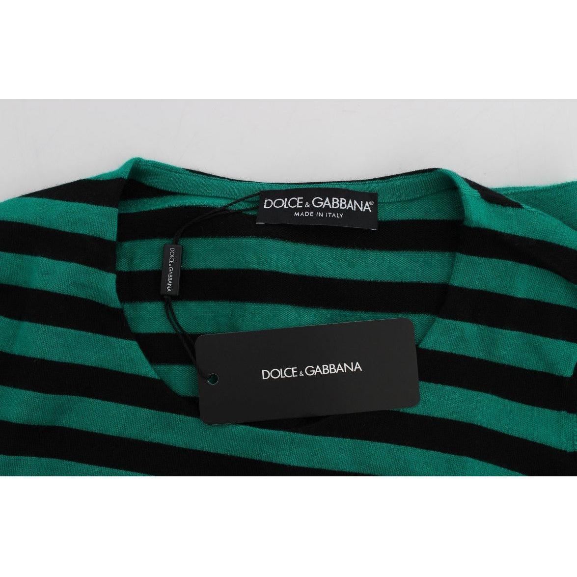 Dolce & Gabbana Elegant Striped Cashmere Silk Sweater Dolce & Gabbana Light Gray