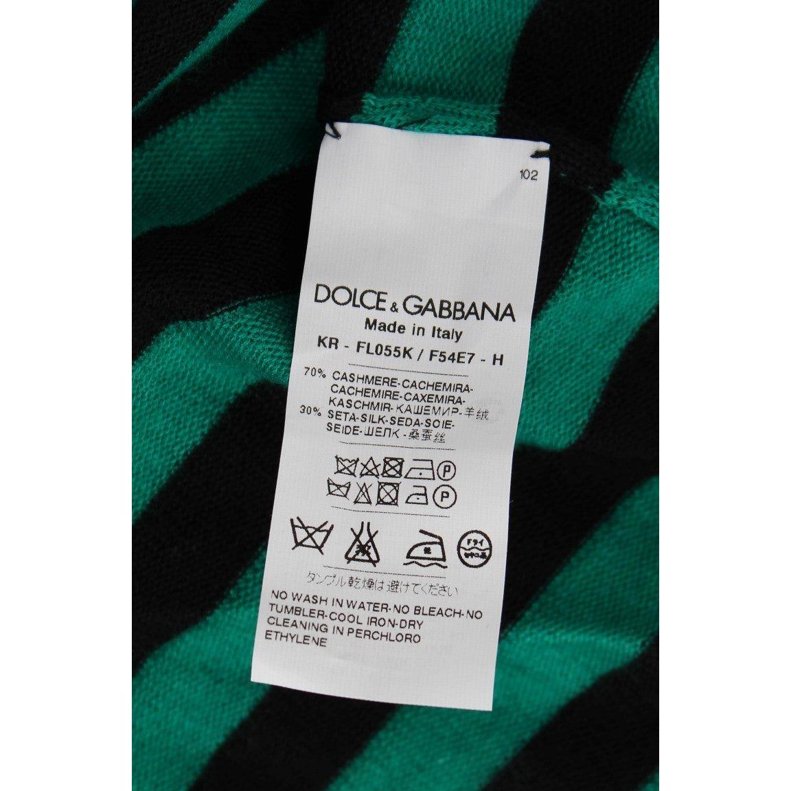 Dolce & Gabbana Elegant Striped Cashmere Silk Sweater Dolce & Gabbana Black