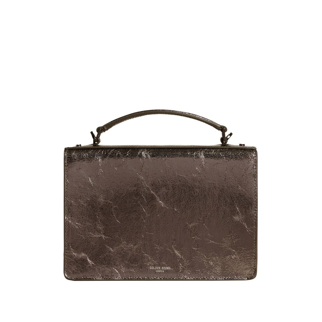Golden Goose Venezia Bag in anthracite grey laminated leather with black details Handbag